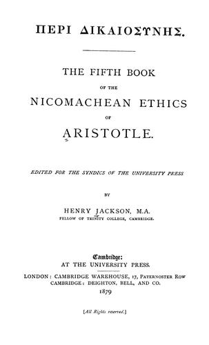 The Nicomachean Ethics of Aristotle
